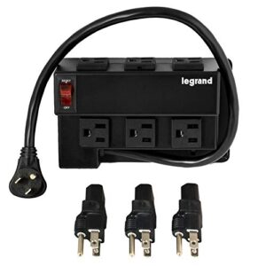 legrand - onq media enclosure power strip, half width for power strip media cabinet, power strip to optimize cable management with 6 outlets, 3 iec c13 adapters,1 iec c7 adapter, black, ac1031
