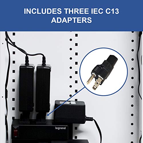 Legrand - OnQ Media Enclosure Power Strip, Half Width for Power Strip Media Cabinet, Power Strip to Optimize Cable Management with 6 Outlets, 3 IEC C13 Adapters,1 IEC C7 Adapter, Black, AC1031