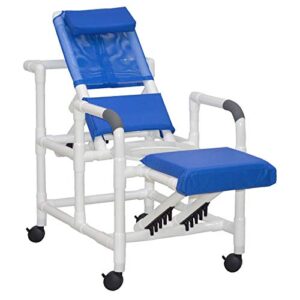 MJM International E193-3TW Echo Reclining Shower Chair, 250 oz Capacity, 49.5" Height x 58.5" Length x 24" Width x 62" Depth, Royal Blue/Forest Green/Mauve