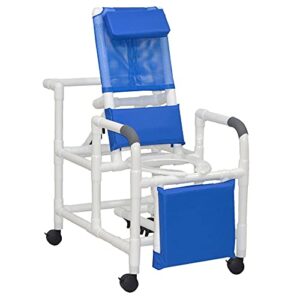 mjm international e193-3tw echo reclining shower chair, 250 oz capacity, 49.5" height x 58.5" length x 24" width x 62" depth, royal blue/forest green/mauve