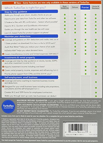 TurboTax 2014 Premier Investments and Real Estate Federal/State 2014 PC/MAC CD/DVD/Old Version