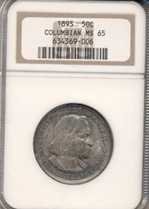 1893 columbian commemorative half dollar ngc certified ms-65