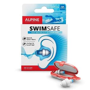 alpine swimsafe adult ear plugs for swimming - ear protection against water - comfortable waterproof earplugs with filter - hyopoallergenic & sustainable