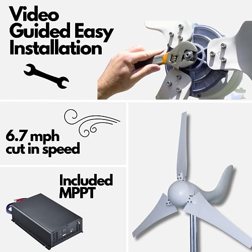 Automaxx Windmill 400W 12V Land and Marine Wind Turbine Generator kit. Inbuilt MPPT Charge Controller + Automatic and Manual Braking System with Amps Meter. DIY Installation.