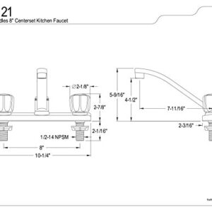 Kingston Brass FB121 7-11/16-Inch Spout Reach Columbia 8-Inch Kitchen Faucet Without Sprayer, Polished Chrome