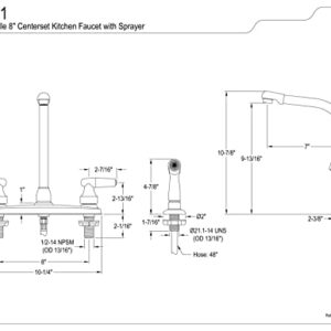 Kingston Brass FB751 7-Inch in Spout Reach Americana 8-Inch Centerset Kitchen Faucet with White Sprayer, Polished Chrome