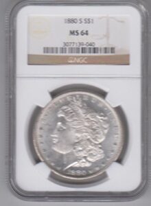 1880-s morgan silver dollar- certified ms 64 ngc