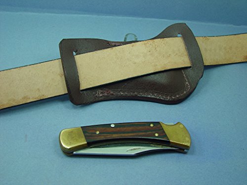 Custom Leather Left Hand Cross Draw Pocket Knife Sheath Far a Buck 110 Are 112. The Top Is Alligator Print