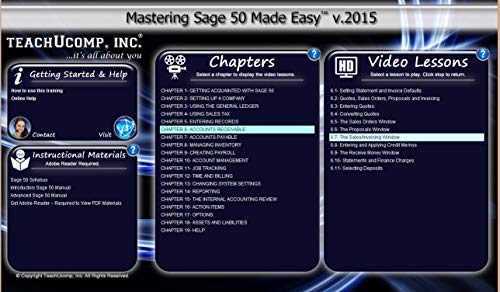 TEACHUCOMP Video Training Tutorial for Sage 50 2015 DVD-ROM Course and PDF Manual