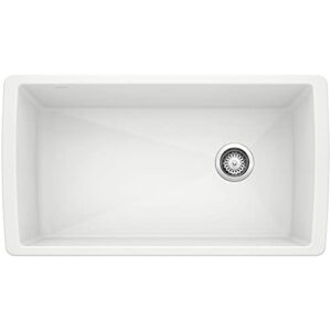 blanco, white 441767 diamond silgranit super single undermount kitchen sink, 33.5" x 18.5"
