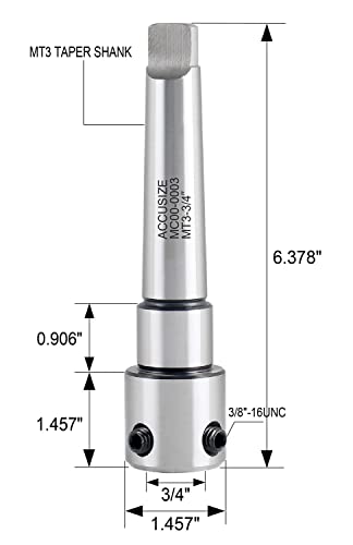 Accusize Industrial Tools Annular Cutter Arbor, Mt3 to 3/4'' Weldon Shank for Drill-Use Annular Cutter on Drill Press, Mc00-0003