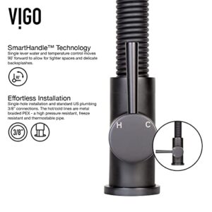 VIGO VG02001MB 19" H Edison Single-Handle with Pull-Down Sprayer Kitchen Faucet in Matte Black
