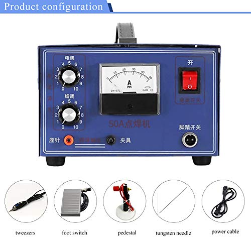 MXBAOHENG Jewelry Pulse Welding Machine Spot Welder DX-50A for Gold Silver Platinum Palladiu 500W 50A 110V