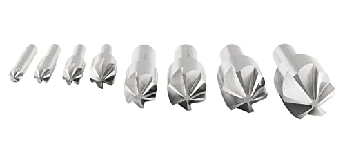 Accusize Industrial Tools 82 Degree 6 Flute H.S.S. Machine Countersink, 8 Pcs, Precision Ground, 0206-1018