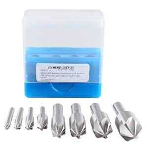 Accusize Industrial Tools 82 Degree 6 Flute H.S.S. Machine Countersink, 8 Pcs, Precision Ground, 0206-1018