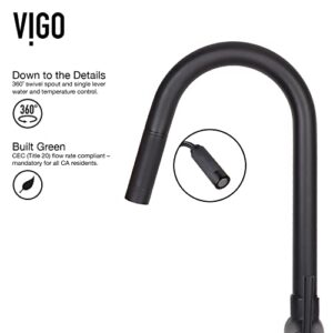 VIGO VG02008MB 17" H Gramercy Single-Handle with Pull-Down Sprayer Kitchen Faucet in Matte Black