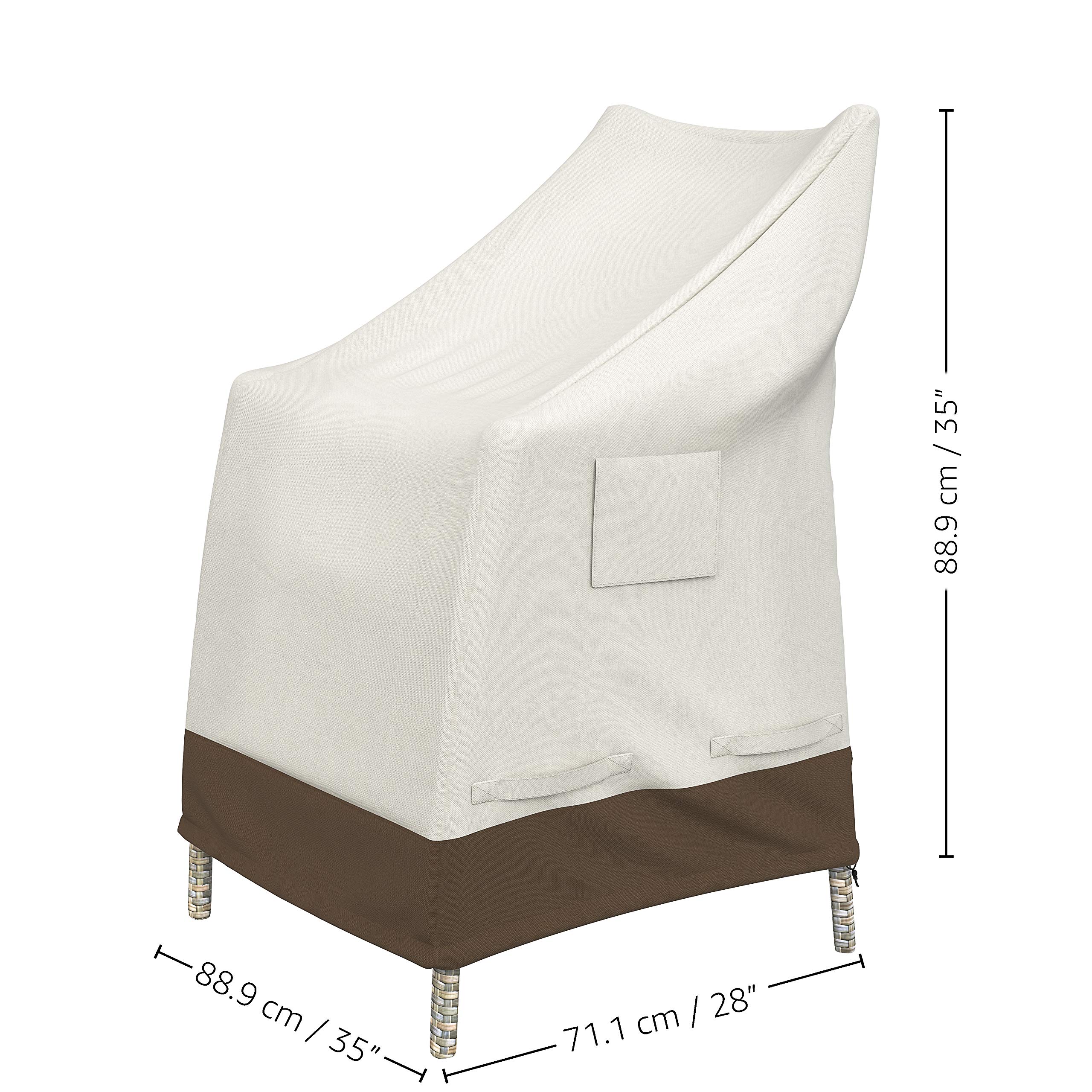Amazon Basics High-Back Chair Outdoor Patio Furniture Cover, 35 x 28 x 35 inches, Beige / Tan
