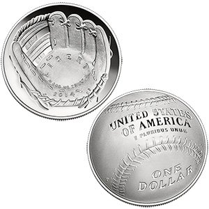 2014 p modern commemorative baseball hall of fame proof, with ogp $1 us mint