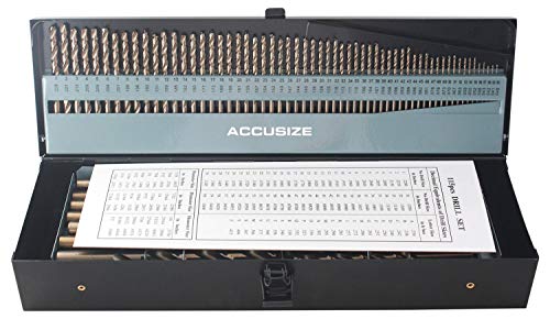 Accusize Industrial Tools M35-H.S.S. Plus 5% Cobalt 115 Pc Professional Drill Bit Set, 135 Deg Split Point, 3-in-1, 1/16-1/2'', Number 1 to 60, A to Z