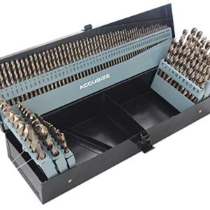 Accusize Industrial Tools M35-H.S.S. Plus 5% Cobalt 115 Pc Professional Drill Bit Set, 135 Deg Split Point, 3-in-1, 1/16-1/2'', Number 1 to 60, A to Z