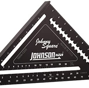 Johnson Level & Tool 1904-1200 Johnny Square Professional Easy-Read Aluminum Rafter Square, 12", Black, 1 Square