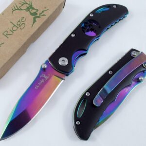 Wild Turkey Handmade Rainbow Frame with Black Overlay with Elk Cutout Knife