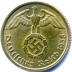 penny authentic antique nazi germany 10 reichspfennig brass swastika coin