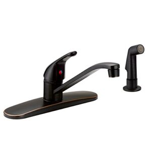 designers impressions 651601 oil rubbed bronze kitchen faucet with sprayer - includes optional deck plate
