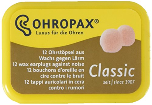 Ohropax Reusable Wax/Cotton Ear Plugs (12 Plugs Total)(1 Clear Carrying Case) - Ear Plugs for Sleeping Noise Cancelling, Swimming, Shooting Ear Protection, and a snoring Solution