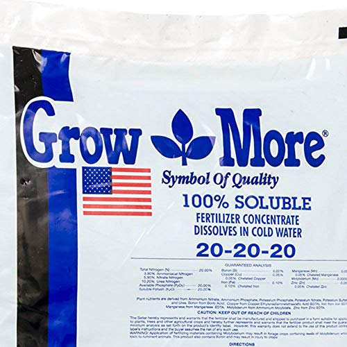 Grow More 5010 All Purpose Fertilizer 20-20-20, 25-Pound , white