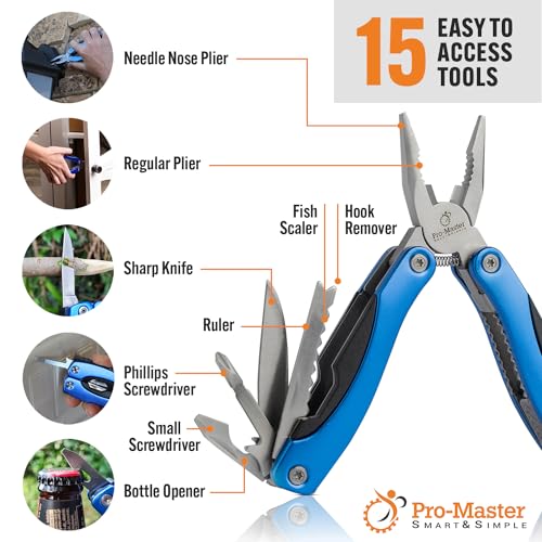 Multi Tool Pocket Knife Set 15 in 1 - The Ultimate Christmas Gift! Perfect Multitool for Men, Dad, Boyfriend, Scout - Cool, Practical, Versatile Multi-tool for Thanksgiving, Birthdays and Graduations