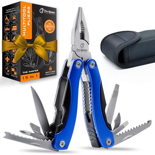 Multi Tool Pocket Knife Set 15 in 1 - The Ultimate Christmas Gift! Perfect Multitool for Men, Dad, Boyfriend, Scout - Cool, Practical, Versatile Multi-tool for Thanksgiving, Birthdays and Graduations