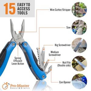 Multi Tool Pocket Knife Set 15 in 1 - The Ultimate Christmas Gift! Perfect Multitool for Men, Dad, Boyfriend, Scout - Cool, Practical, Versatile Multi-tool for Thanksgiving, Birthdays and Graduations