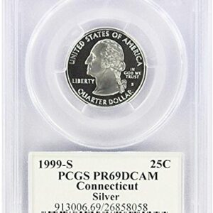 1999 Connecticut State S Silver Proof Quarter PR-69 PCGS