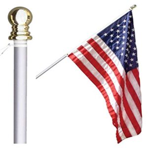 Grace Alley Flag Pole: 6 Foot Tangle Free Spinning Flag Pole. Residential or Commercial Flag Pole. Wind Resistant/Rust Free. (Silver)