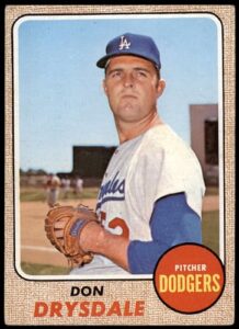 1968 topps # 145 don drysdale los angeles dodgers (baseball card) good dodgers