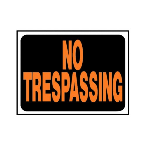 Hy-Ko Products 3014 No Trespassing Plastic Sign 8.5" x 12" Orange/Black, 1 Piece