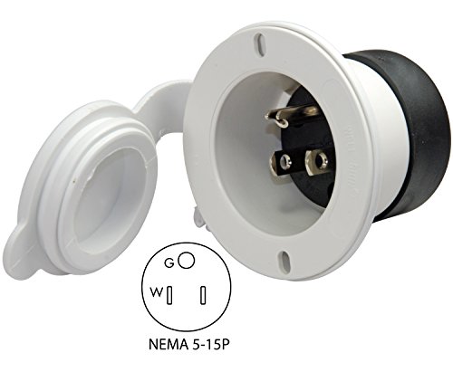 Conntek 80101-BCWT NEMA 5-15P 15-Amp 125V Charger Inlet with White Cover