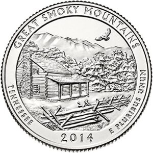 2014 america the beautiful silver proof smokey mountains deep cameo (1/4) good us mint