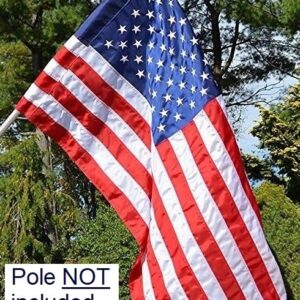 US Flag Factory - 3x5 FT American Flag (Pole Sleeve) (Embroidered Stars, Sewn Stripes) Outdoor SolarMax Nylon Flag - 100% Made in America (3x5 FT)