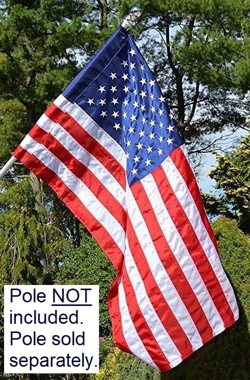 US Flag Factory - 3x5 FT American Flag (Pole Sleeve) (Embroidered Stars, Sewn Stripes) Outdoor SolarMax Nylon Flag - 100% Made in America (3x5 FT)