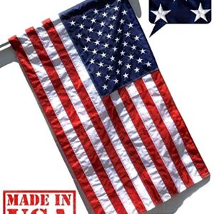 US Flag Factory - 3x5 FT American Flag (Pole Sleeve) (Embroidered Stars, Sewn Stripes) Outdoor SolarMax Nylon Flag - 100% Made in America (3x5 FT)