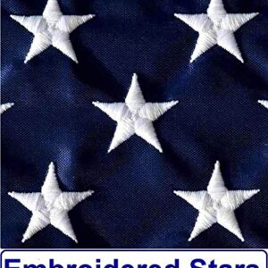 US Flag Factory - 3x5 FT American Flag (Pole Sleeve) (Embroidered Stars, Sewn Stripes) Outdoor SolarMax Nylon Flag - 100% Made in America (3x5 FT)