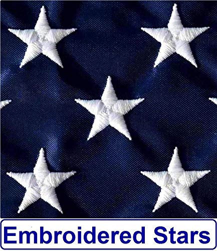 US Flag Factory - 3x5 FT American Flag (Pole Sleeve) (Embroidered Stars, Sewn Stripes) Outdoor SolarMax Nylon Flag - 100% Made in America (3x5 FT)