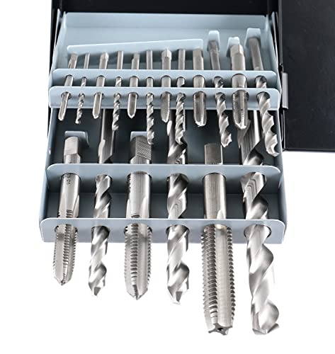 Accusize Industrial Tools 18 Pc Hss Tap and Drill Set, Metric, 0001-0052