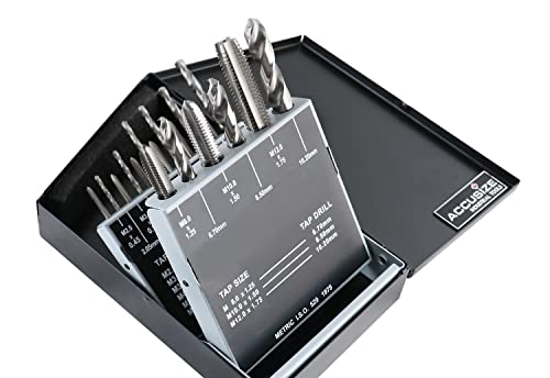 Accusize Industrial Tools 18 Pc Hss Tap and Drill Set, Metric, 0001-0052