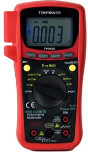 tekpower tp9605bt auto ranging digital true rms smart multimeter with bluetooth & usb connection, free app available for ios and android