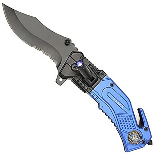 LED Flashlight Tactical Rescue Pocket Knife US Navy