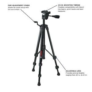 Bosch BT150 Compact Tripod with Extendable Height for Use with Line Lasers, Point Lasers, and Laser Distance Tape Measuring Tools, Black