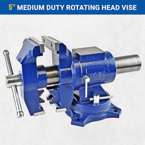 Yost Vises 750-E Multi-Jaw Rotating Vise System | 2 in 1 Multipurpose Bench and Pipe Vise | Secure Grip with Swivel Base | Made with a Combination of Ductile Iron & Hardened Steel | Medium, Blue